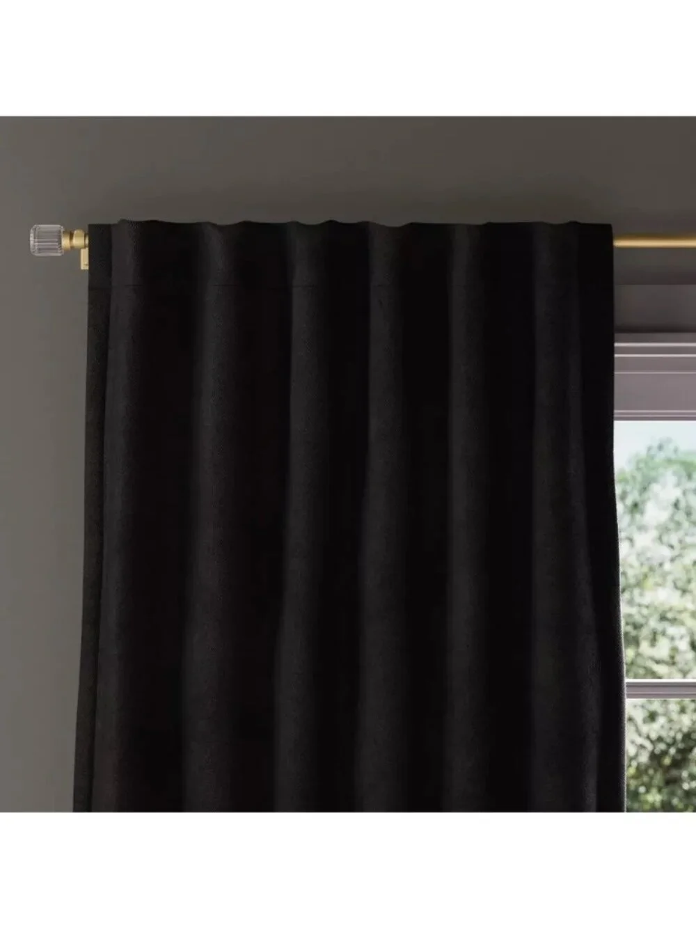 Threshold Black Soft Chenille Single Blackout & Lined Curtain Panel 50